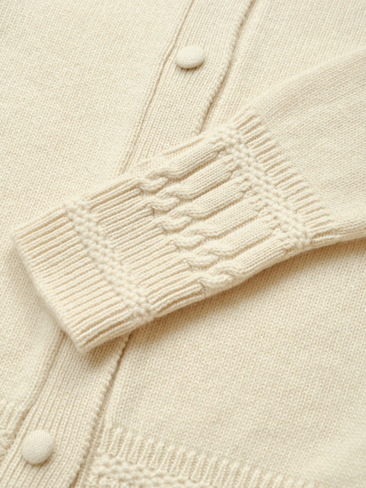 Close-up of the knit on the Emma Cardigan in Champagne