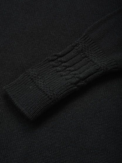 Close-up of the knit and trim detail on the Betsy Jumper in Black
