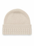 Cable-knit cashmere beanie in Champagne