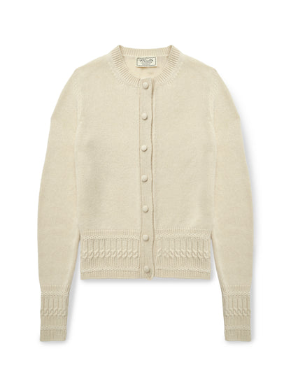 Emma Cardigan in Champagne cashmere, front view