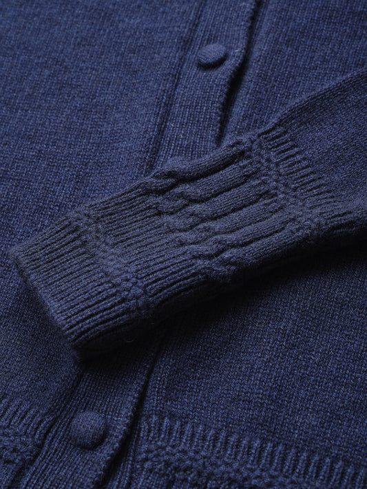 Close-up of the knit on the Emma Cardigan in Navy