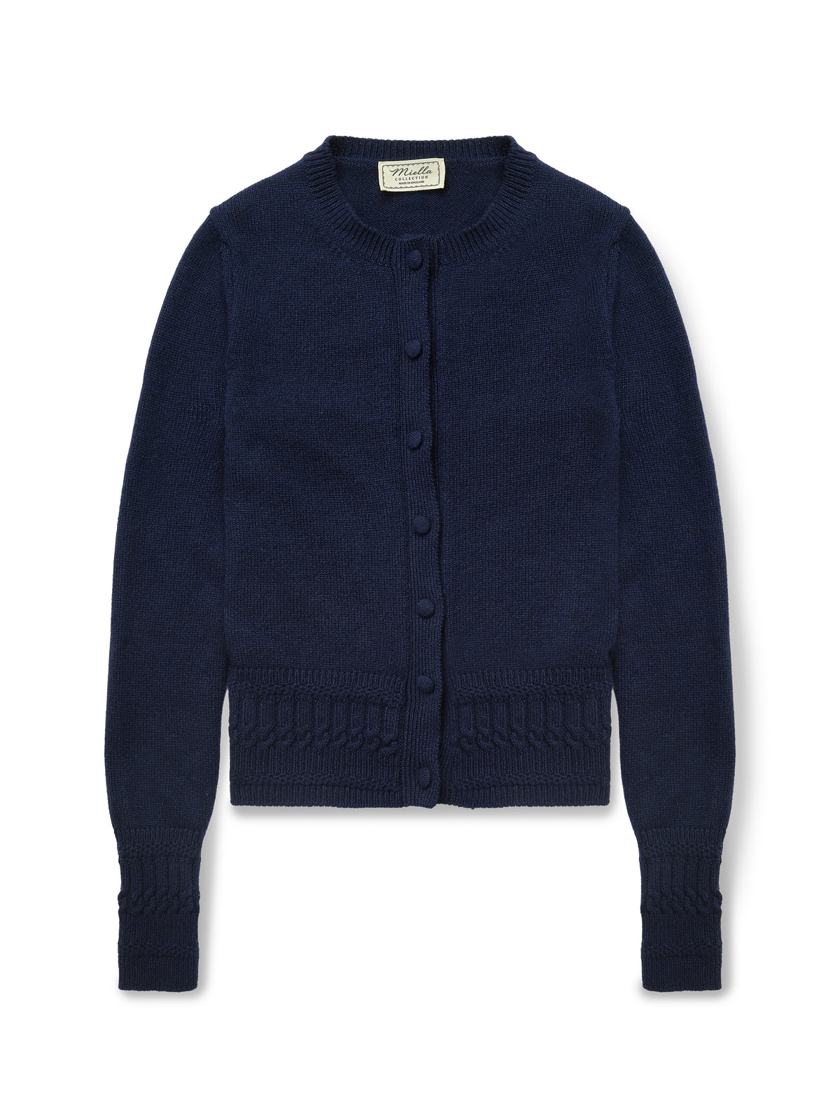 Emma Cardigan in Navy cashmere, front view