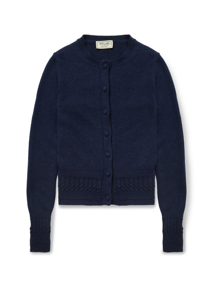 Emma Cardigan in Navy cashmere, front view