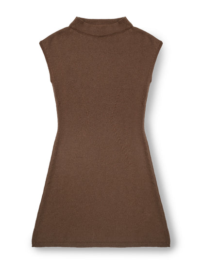 Lenna Dress in Chocolate cashmere, front view