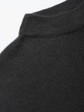 Thalia Top in Black cashmere, mock neck detail