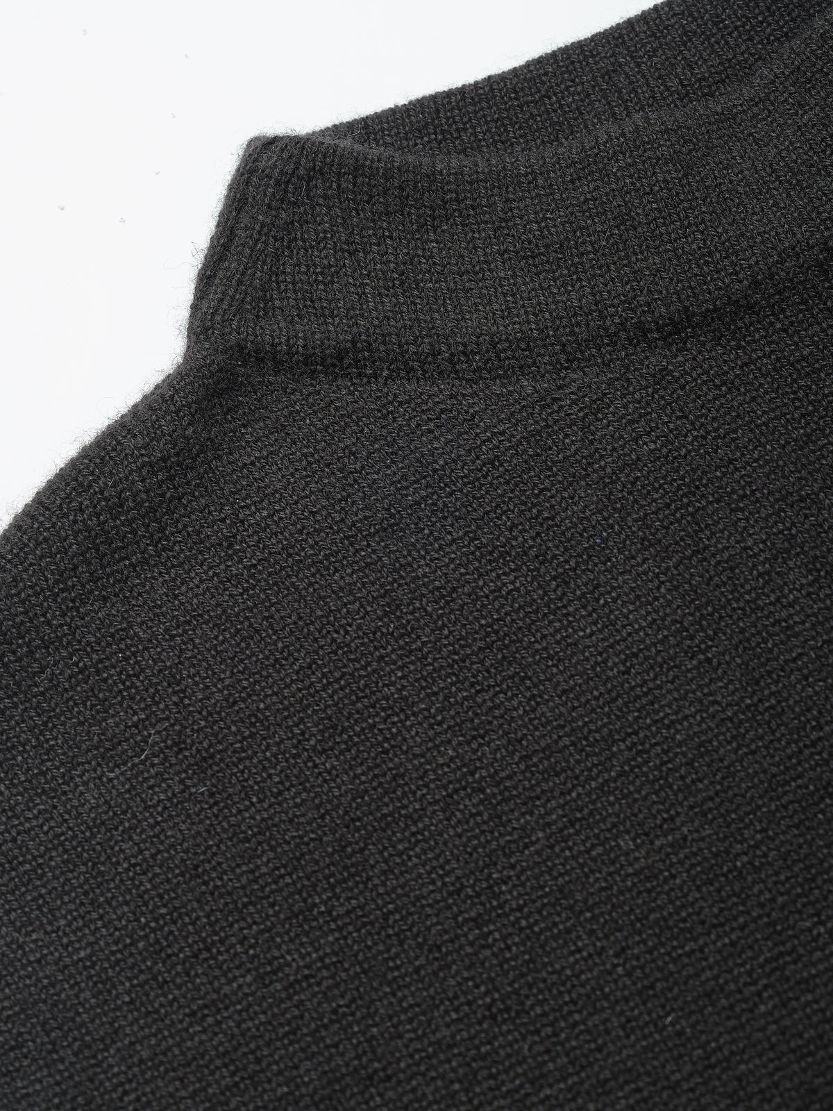 Thalia Top in Black cashmere, mock neck detail