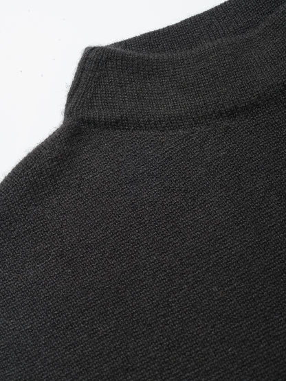 Thalia Top in Black cashmere, mock neck detail